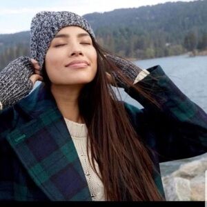 Rebecca Minkoff Marled Grey Knit Beanie W/Pom OS